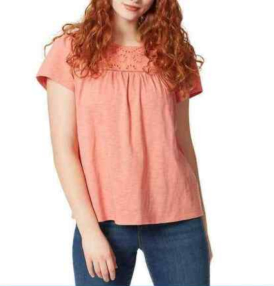 Ella Moss Women's Flutter Sleeve Peach Eyelet Flowy Blouse Top Orange Size S NWT